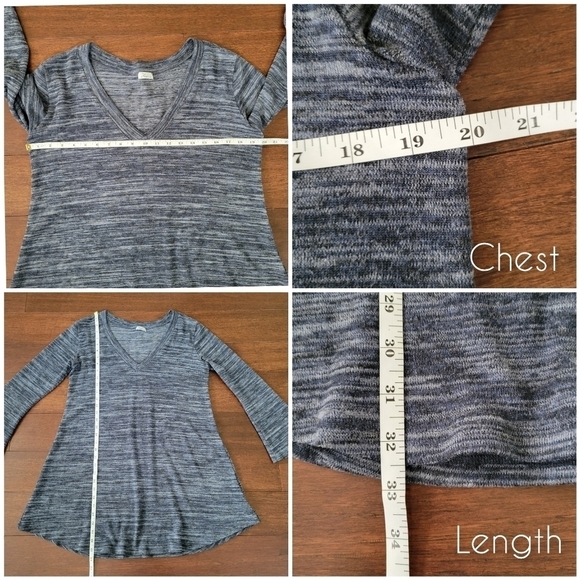 Abbeline blue spacedye v-neck long sleeve shift dress/tunic top- women's size S - Picture 6 of 8